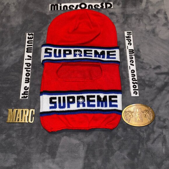 Supreme Other - NWT Supreme Double Logo Facemask Beanie - Red